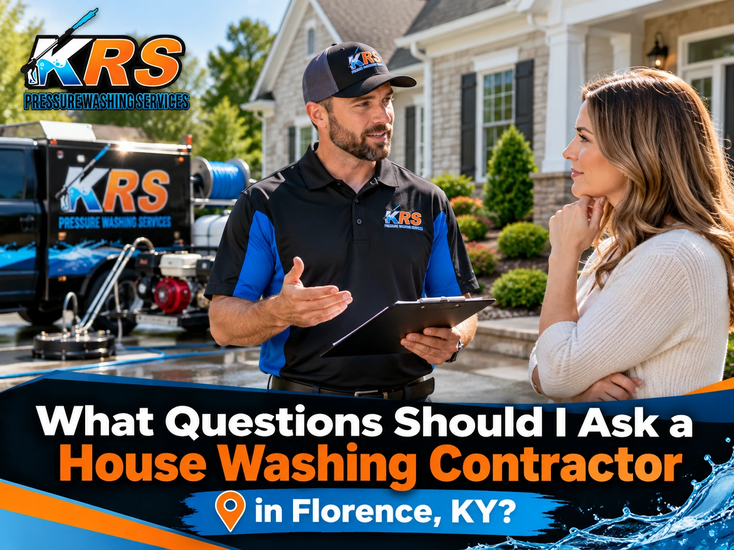 Homeowner discussing house washing services with a contractor in Florence, Kentucky